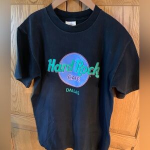Vintage Hard Rock Cafe T-Shirt in Black with Vibrant Dallas Logo